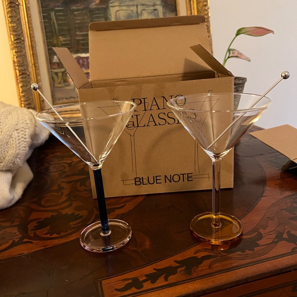 Sophie Lou Jacobson martini glasses never used in box. Really beautiful!